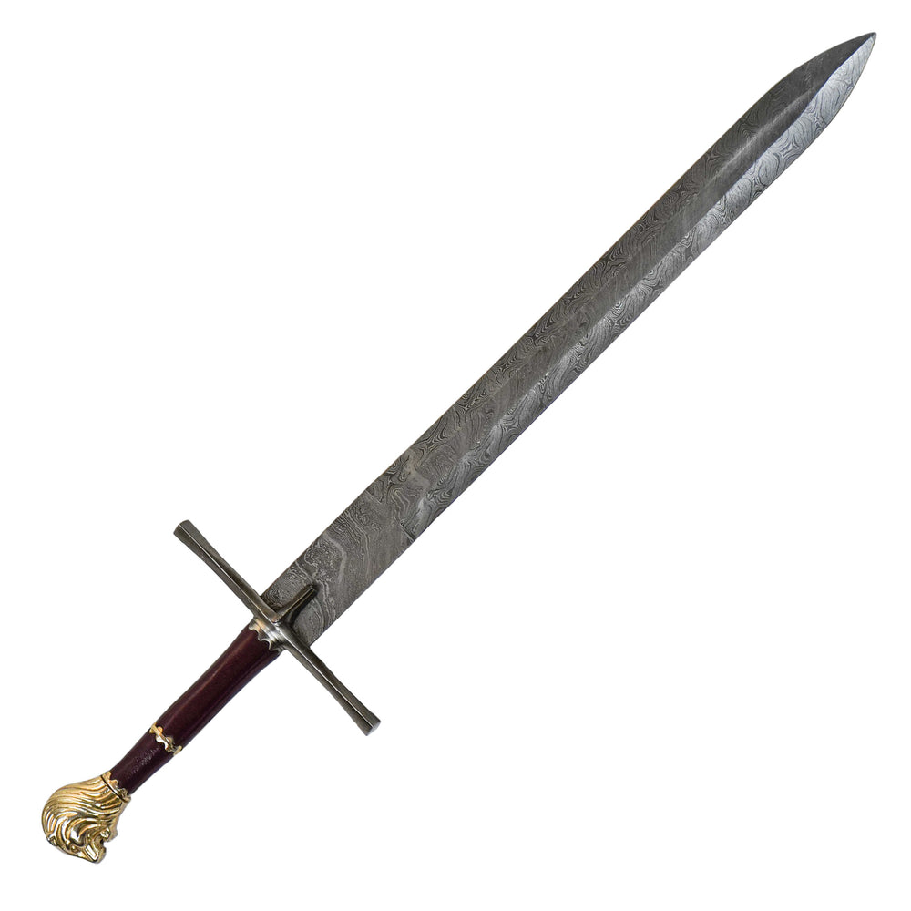 Lion Bastard Sword- 32"- Damascus Steel