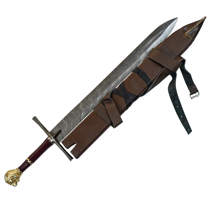 Lion Bastard Sword- 32"- Damascus Steel - Battling Blades