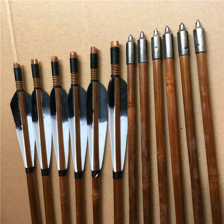 Handmade bamboo Arrows Turkey feather For Longbow Recurve Bow