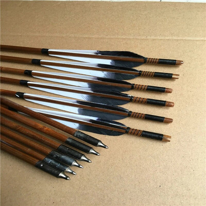 Handmade bamboo Arrows Turkey feather For Longbow Recurve Bow