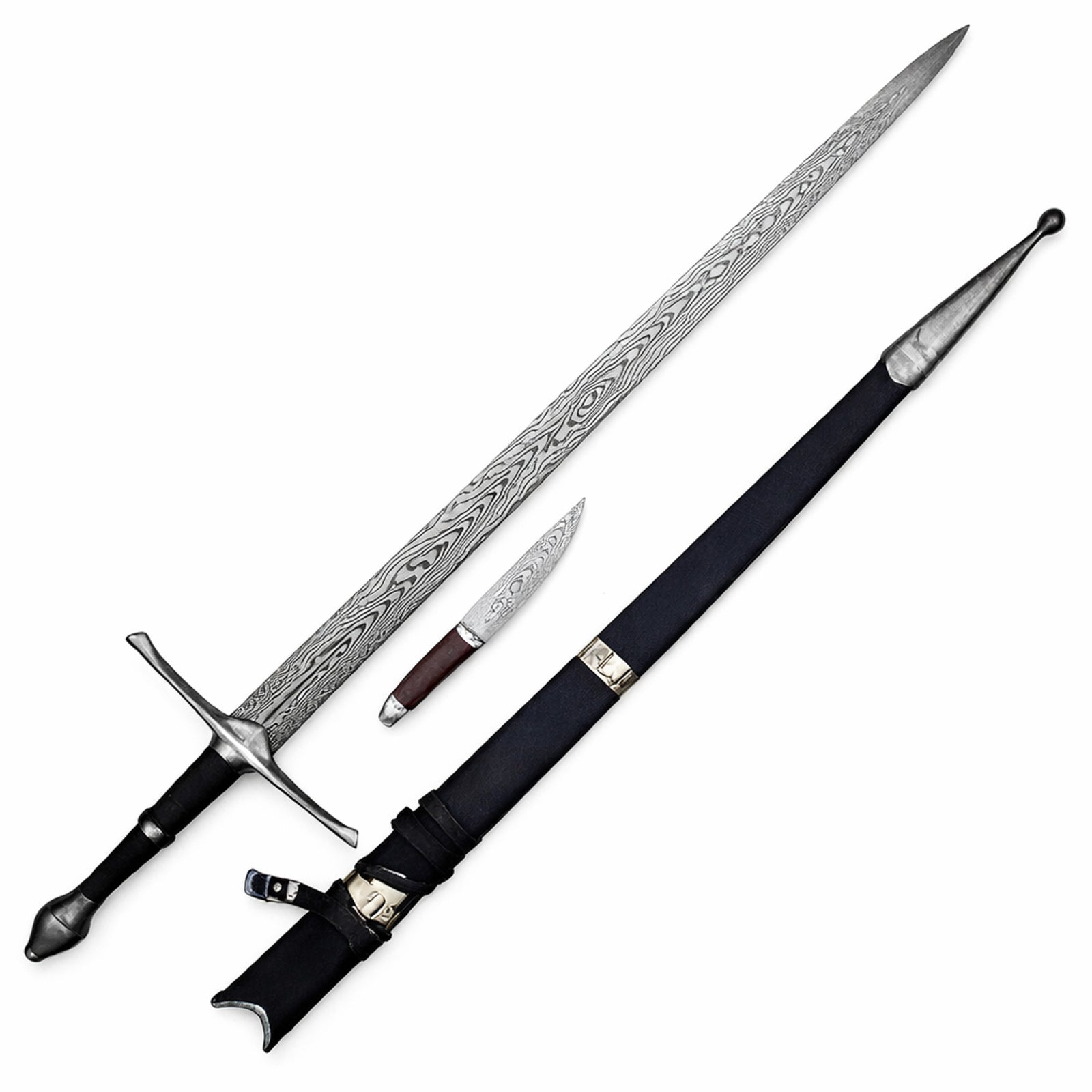 Longsword with Knife - 44"- High Carbon Damascus Steel - Battling Blades