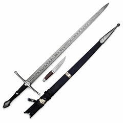 Longsword with Knife - 44"- High Carbon Damascus Steel - Battling Blades
