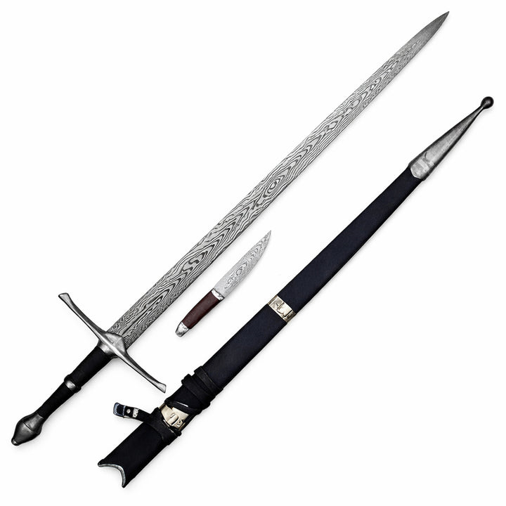 Longsword with Knife - 44"- High Carbon Damascus Steel - Battling Blades