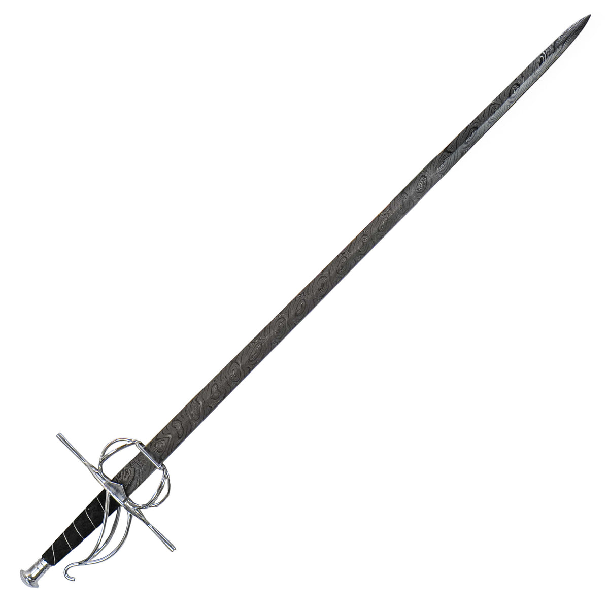 Swept-Hilt Rapier Sword- Damascus Steel -48" - Battling Blades