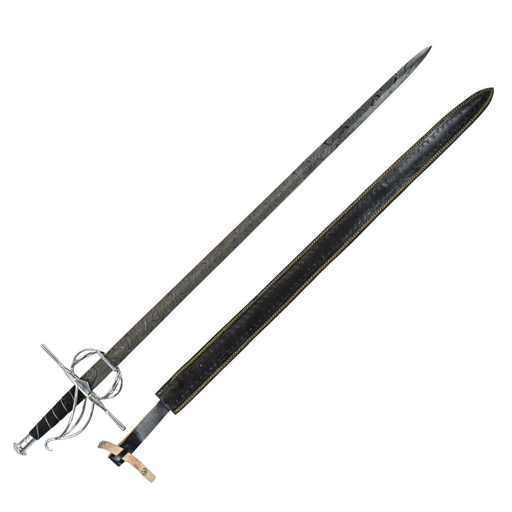Swept-Hilt Rapier Sword- Damascus Steel -48" - Battling Blades