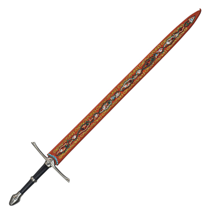 Longsword with Jeweled Sheath- 44"- High Carbon Damascus Steel Sword - Battling Blades