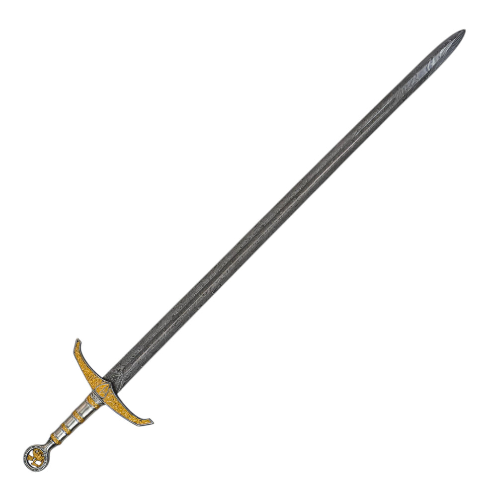 Greatsword with Etched Wood Sheath- Damascus Steel- 50"