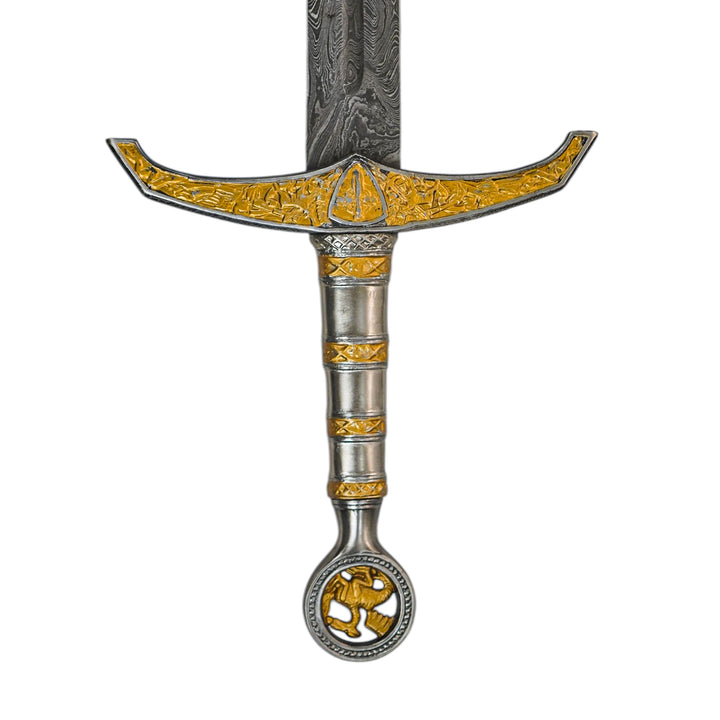 Greatsword with Etched Wood Sheath- Damascus Steel- 50" - Battling Blades