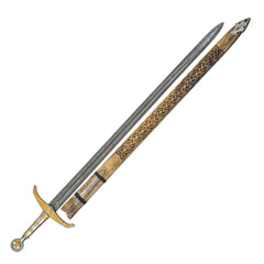 Greatsword with Etched Wood Sheath- Damascus Steel- 50" - Battling Blades