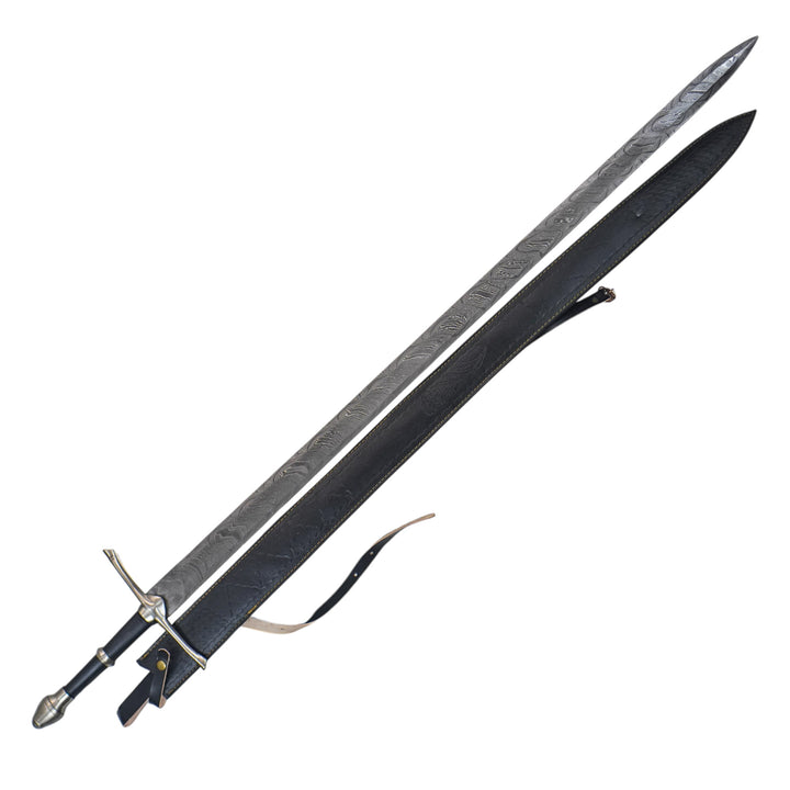 Greatsword- Damascus Steel- 58"- Hand Forged Sword - Battling Blades