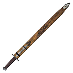 Ulfberht Style Viking Sword - Damascus Steel with Etched Wood Sheath - 40" - Battling Blades