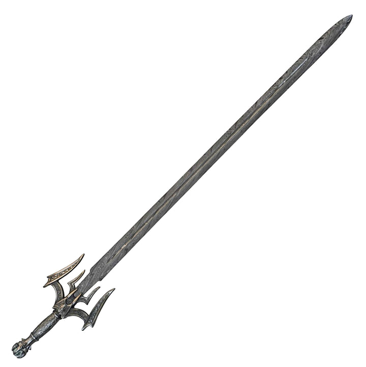 Viking King Sword- Etched Wood Sheath- Damascus Steel - 50" - Battling Blades
