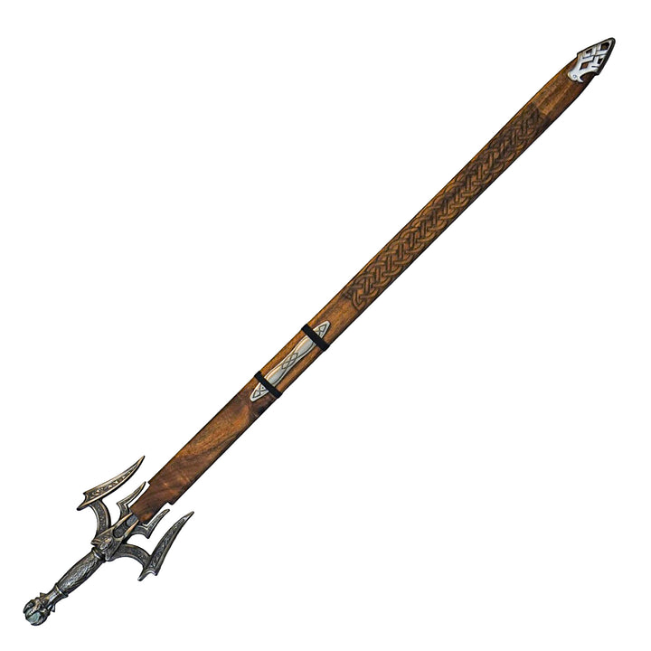 Viking King Sword- Etched Wood Sheath- Damascus Steel - 50" - Battling Blades