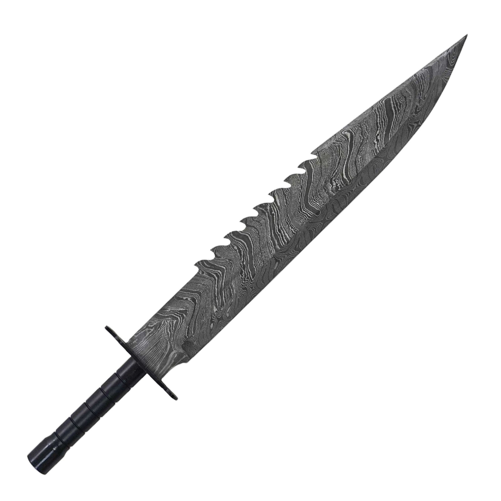 Sawback Bowie Knife - Damascus Steel Survival Knife - 27" - Battling Blades
