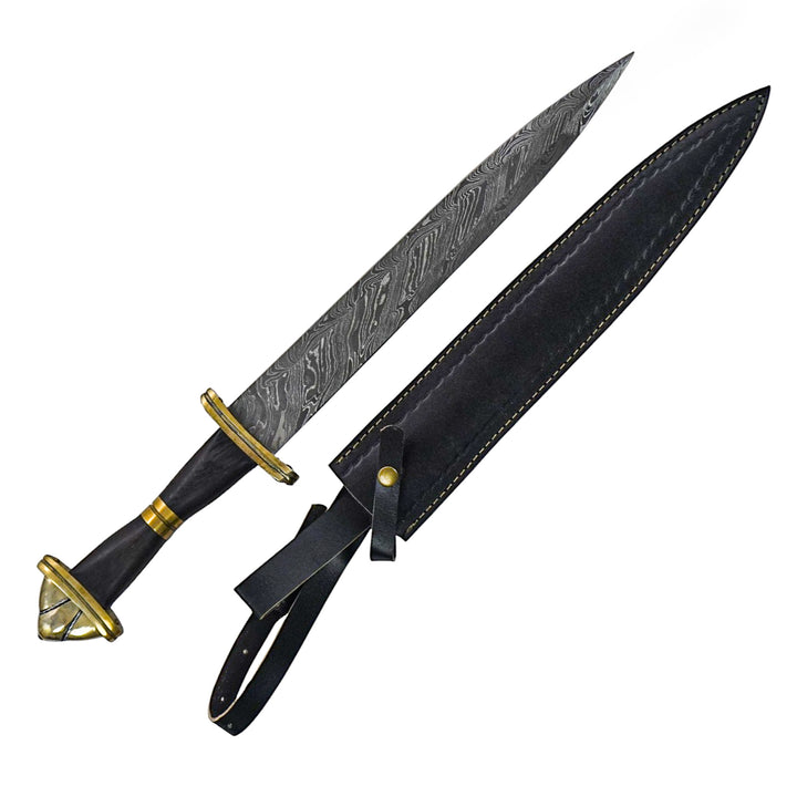 Carolingian Lobed Pommel Viking Sword- Damascus Steel - 24" - Battling Blades