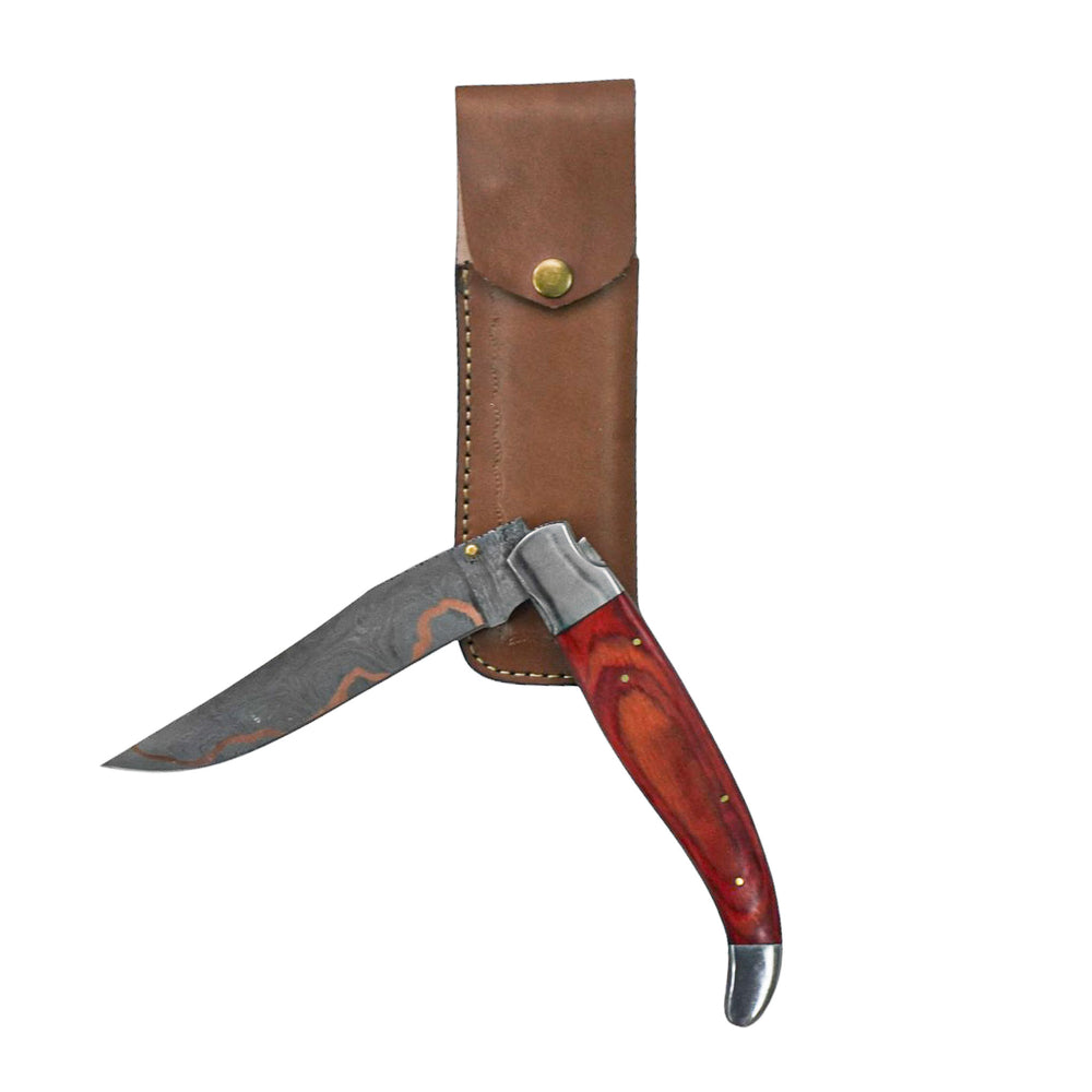 Copper Damascus Folding Knife- 15"