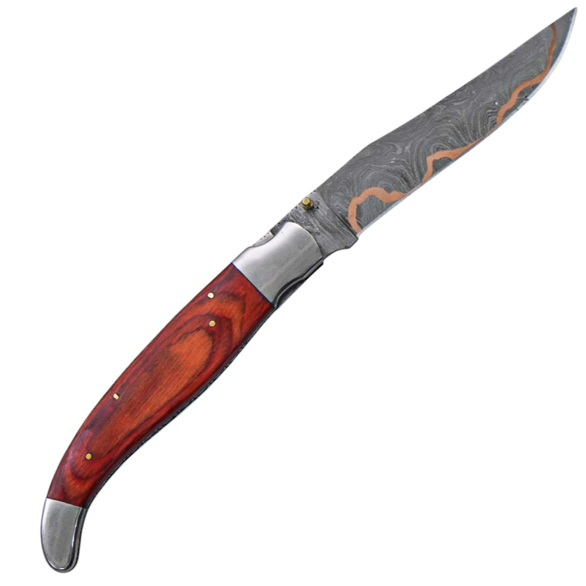 Copper Damascus Folding Knife- 15" - Battling Blades