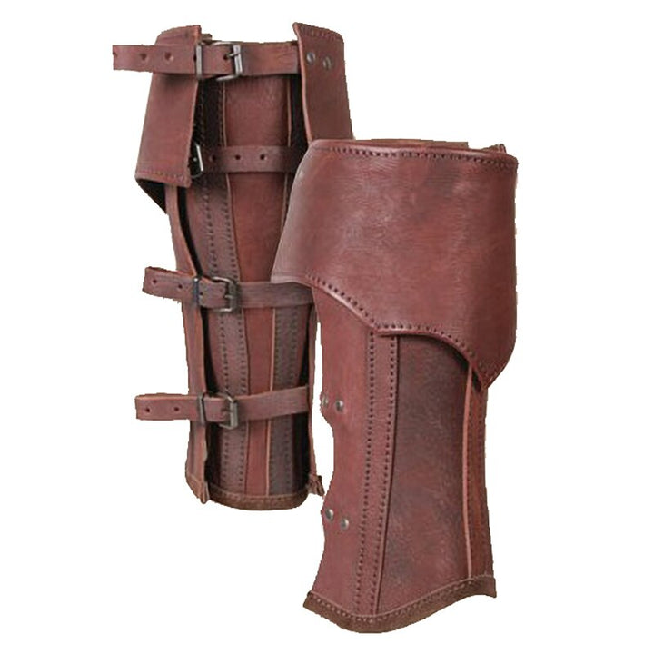 Medieval Gothic Leather Greave Half Chaps Viking Knight Leg Kit Armor Men Larp Rider Boot Cover Gaiter Cosplay Costume for Women