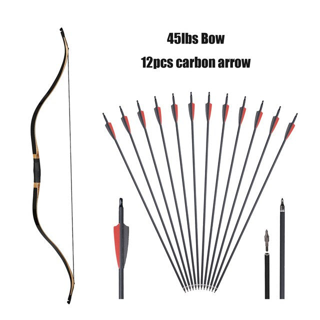20-50lbs Traditional Long Bow Set - Recurve Archery Bow