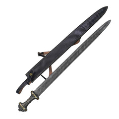 Viking Sword – Damascus Steel Carolingian Norse Hilt – 32" - Battling Blades