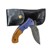 Folding Cleaver Knife- Damascus Steel- 8" - Battling Blades