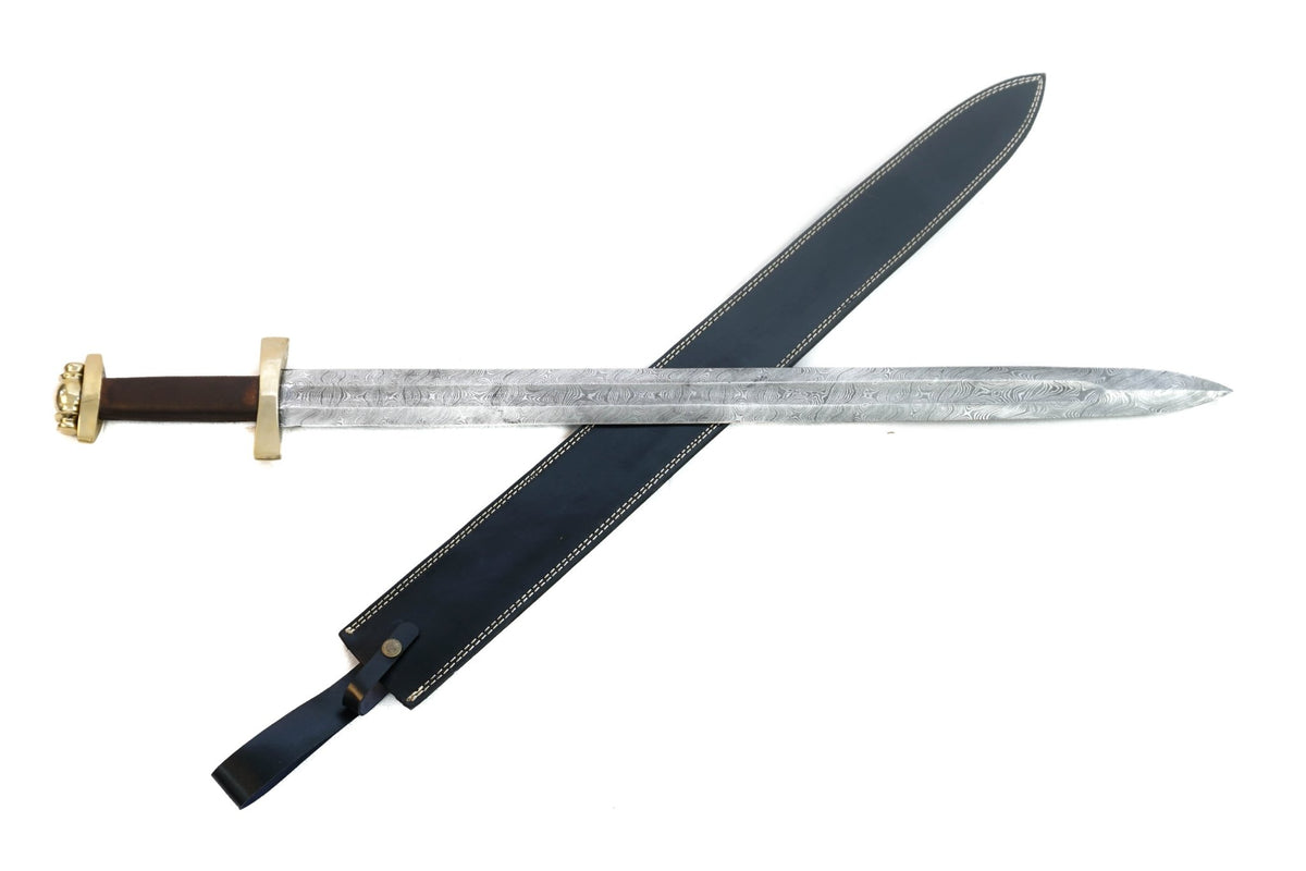 Ulfberht Viking Sword- High Carbon Damascus Steel- 38" - Battling Blades