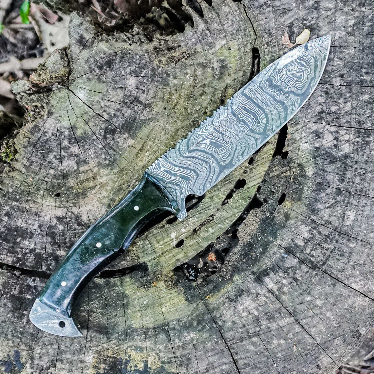 Bowie Knife- High Carbon Damascus Steel- 12" - Battling Blades