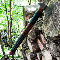 Viking Bearded Ax - 23" - Handmade High Carbon Damascus Steel - Battling Blades