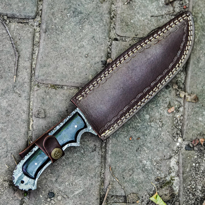 Bowie Knife with Gut Hook- High Carbon Damascus Steel Blade