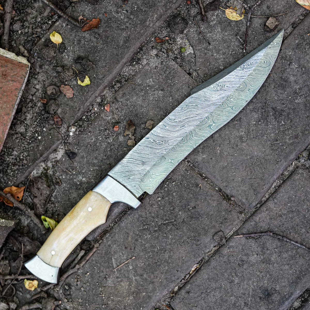 Texas Bowie Knife- High Carbon Damascus Steel Blade - Battling Blades