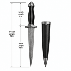 Scottish Dirk -Damascus Steel - 18" - Battling Blades