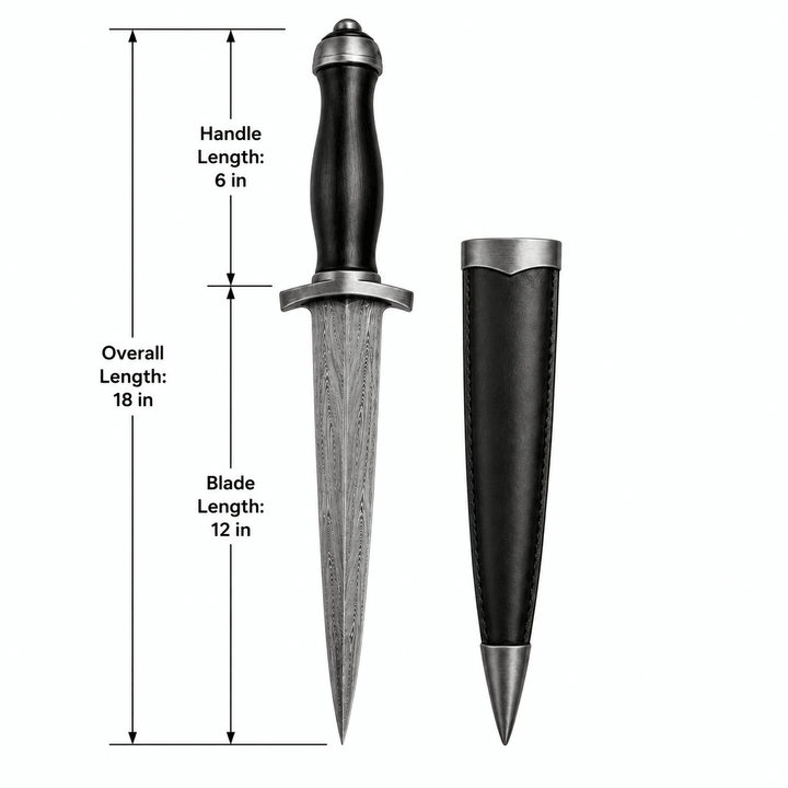 Scottish Dirk -Damascus Steel - 18" - Battling Blades
