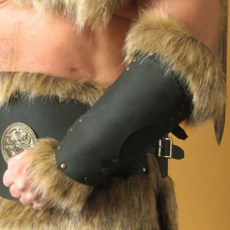 Celtic Viking Fur Leather Bracer