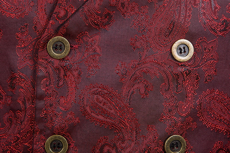 Renaissance Grandeur: Paisley Jacquard Double-Breasted Vest