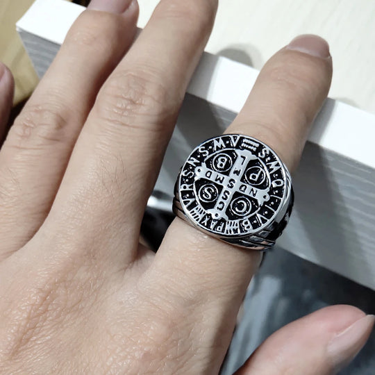 Medieval Black Knight Ring - Norse Templar Ring