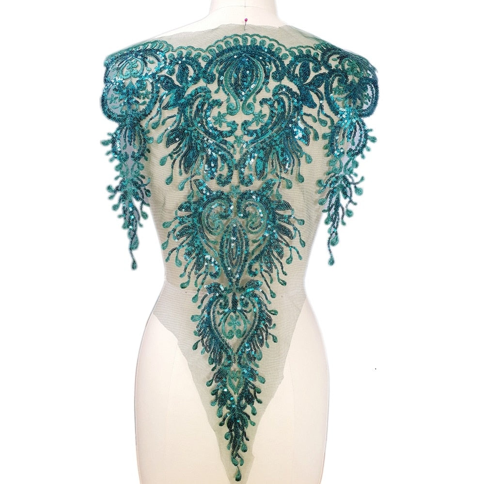 Haut Green Sequins Lace