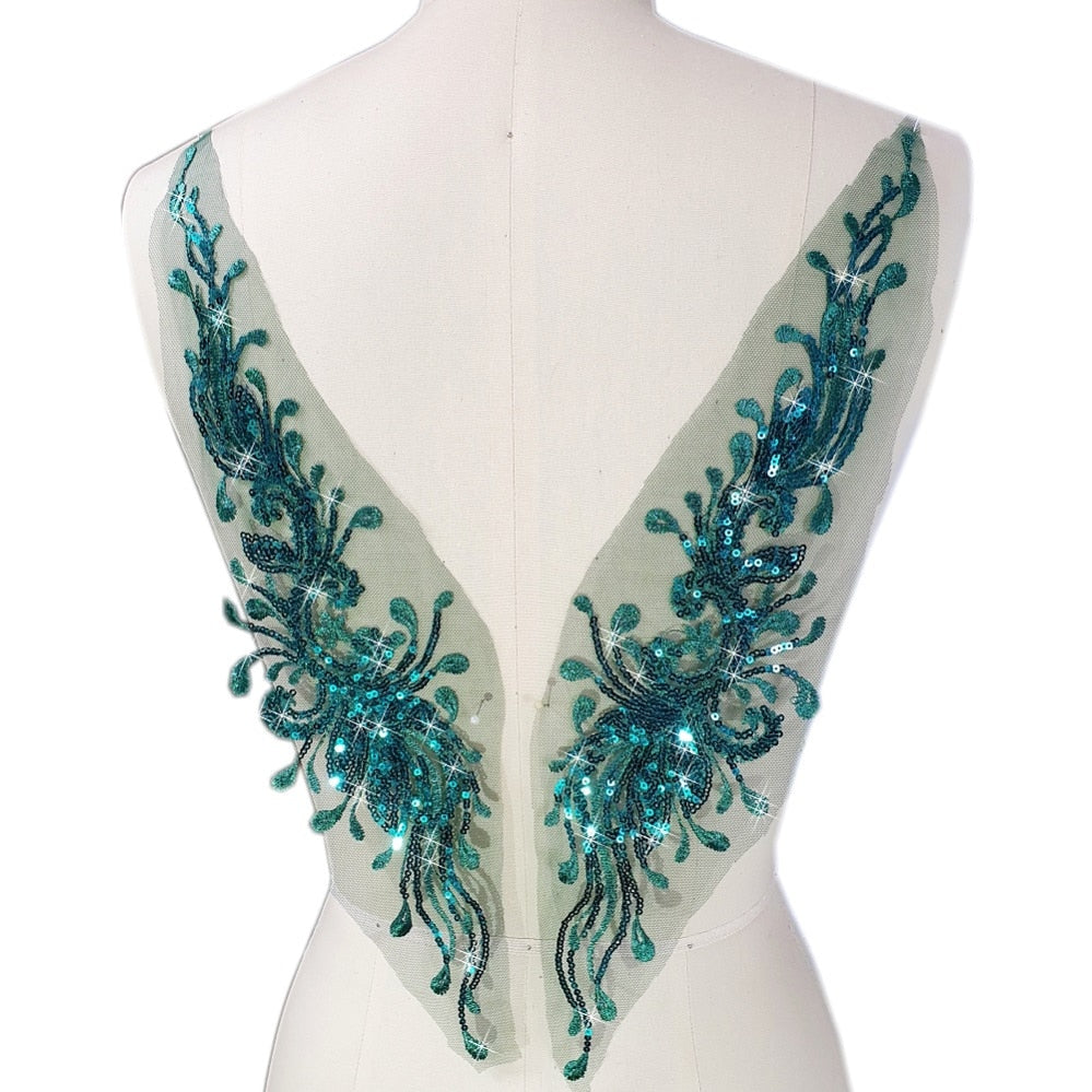 Haut Green Sequins Lace
