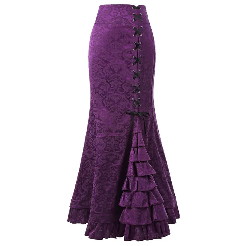 Medieval Vintage Slim Fit Skirt - Women's Floral Print Skirt