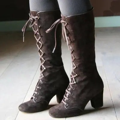 Medieval Mid-Calf Lace-Up  Riding Boots