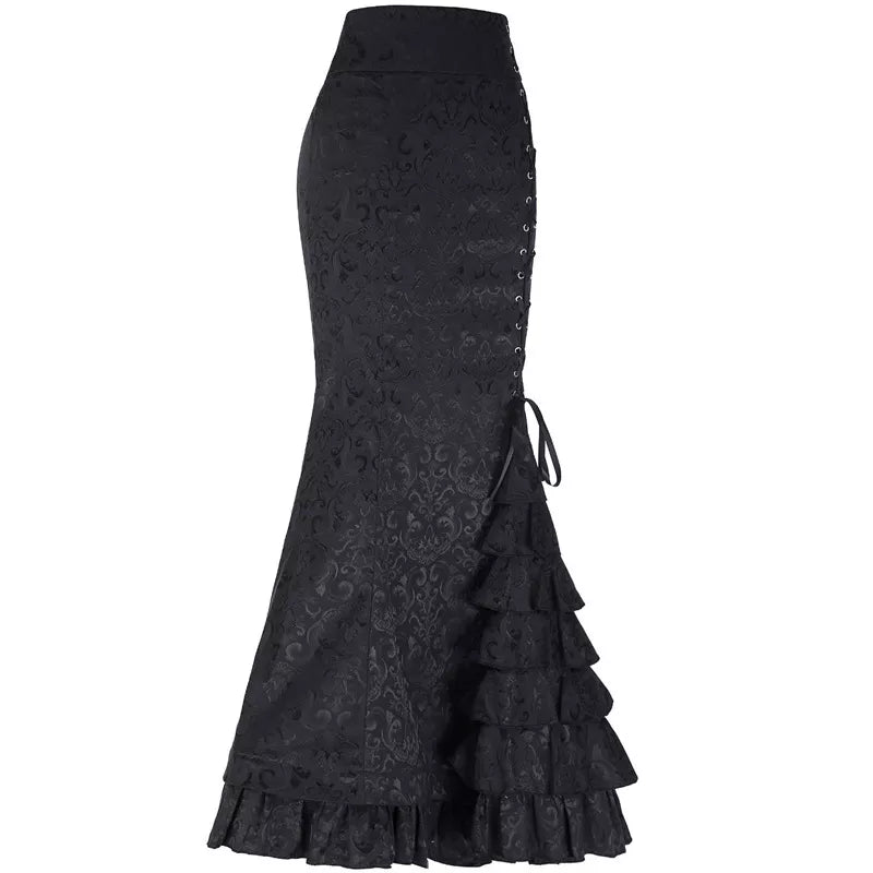 Medieval Vintage Slim Fit Skirt - Women's Floral Print Skirt