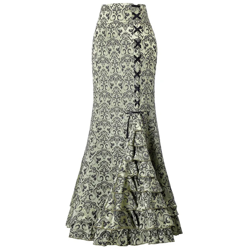 Medieval Vintage Slim Fit Skirt - Women's Floral Print Skirt
