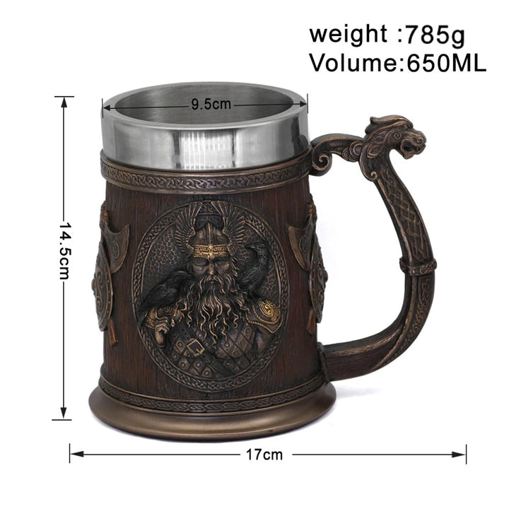 Vikings Odin Crow Warrior Stainless Steel Tankard Mug