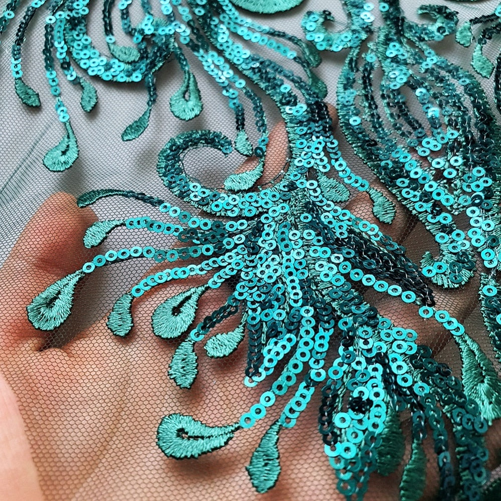 Haut Green Sequins Lace