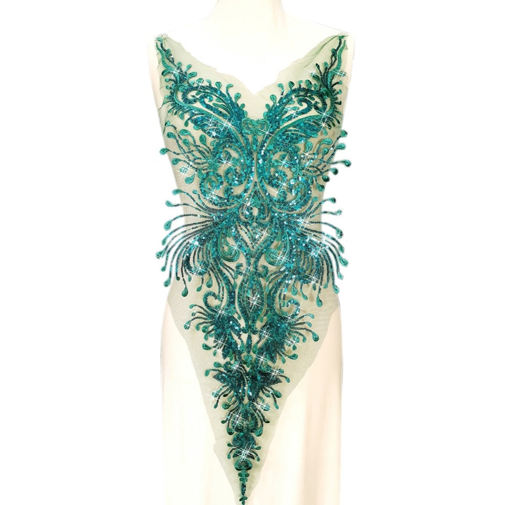 Haut Green Sequins Lace