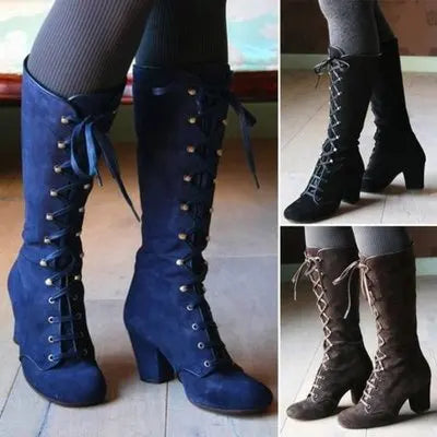 Medieval Mid-Calf Lace-Up  Riding Boots