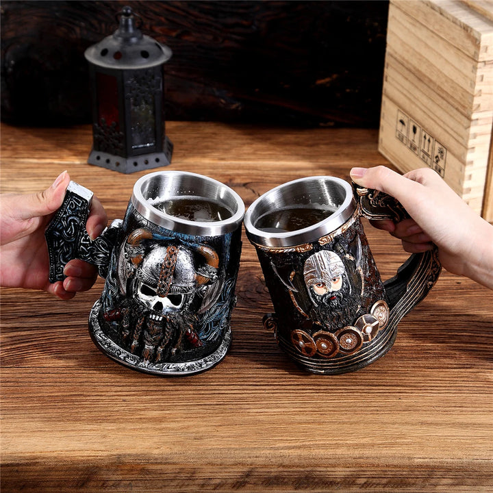 Vikings Odin Crow Warrior Stainless Steel Tankard Mug