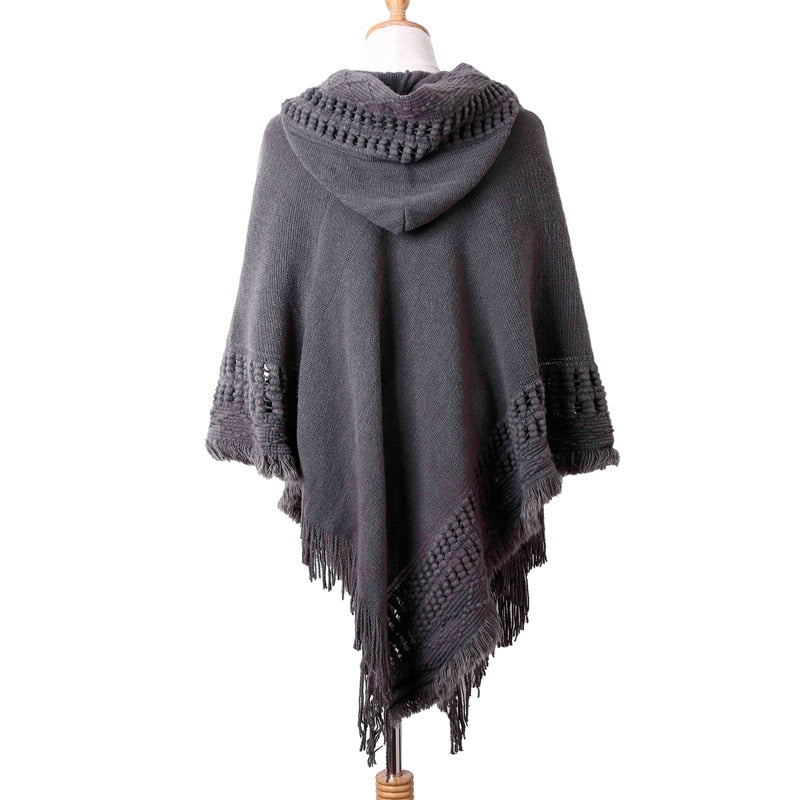 Poncho Oblique Tassel Cape