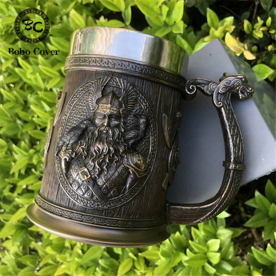 Vikings Odin Crow Warrior Stainless Steel Tankard Mug