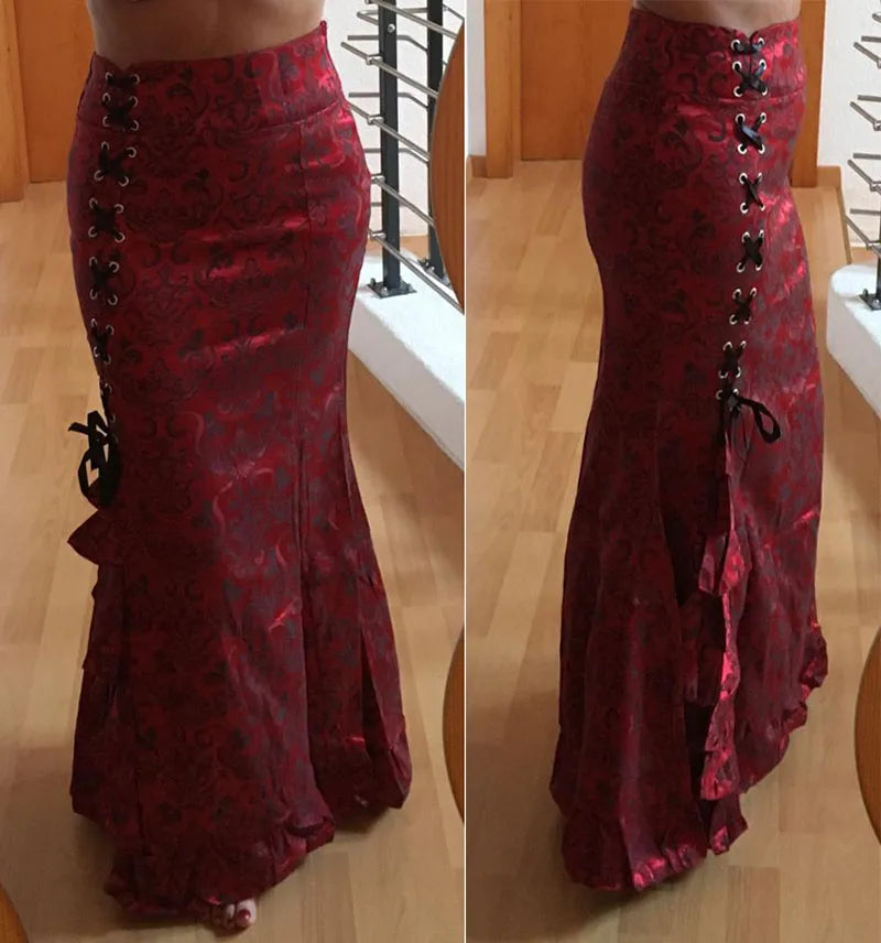Medieval Vintage Slim Fit Skirt - Women's Floral Print Skirt