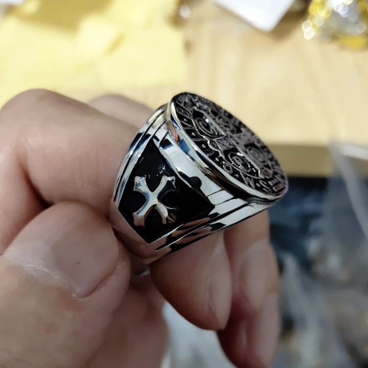 Medieval Black Knight Ring - Norse Templar Ring